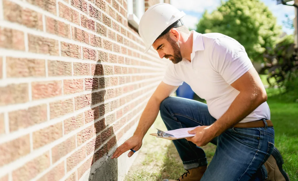 man checking foundation